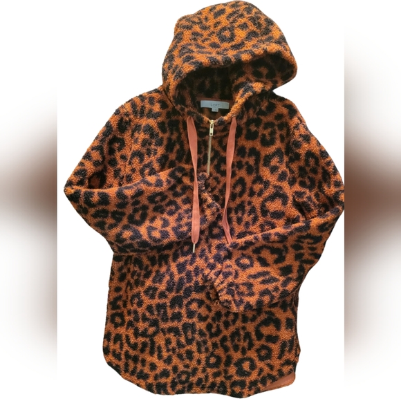 Sherpa leopard print 1/4 zip - Picture 1 of 3